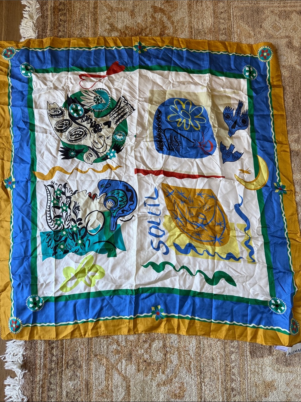 Alemais Blue and Gold soleil Scarf